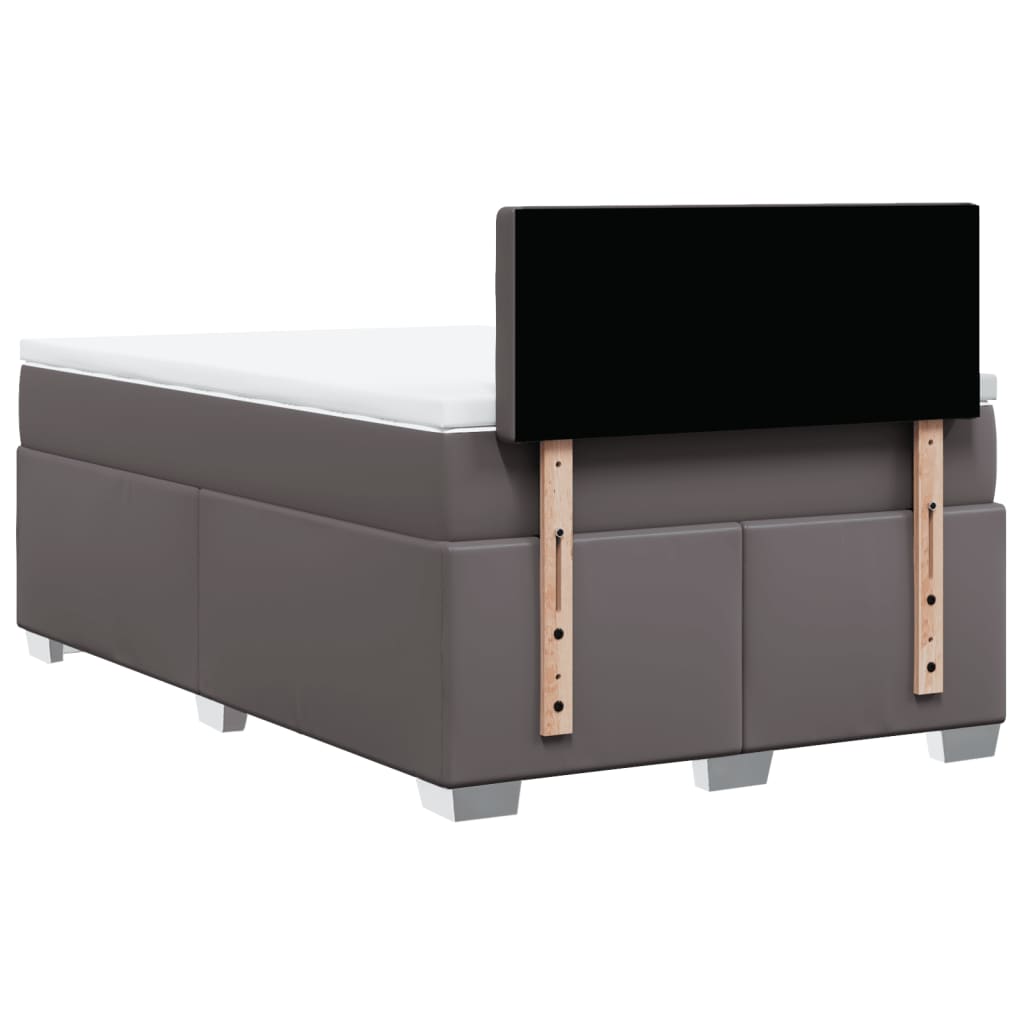 Κρεβάτι Boxspring με Στρώμα Γκρι 120x200εκ. από Συνθετικό Δέρμα - Pakobazaar