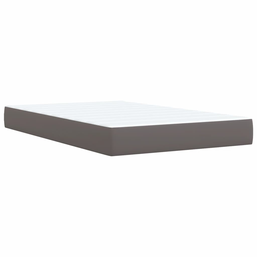 Κρεβάτι Boxspring με Στρώμα Γκρι 120x200εκ. από Συνθετικό Δέρμα - Pakobazaar