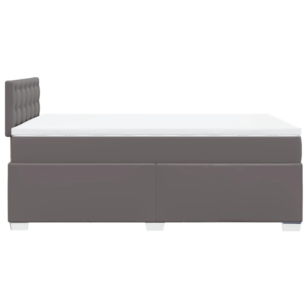 Κρεβάτι Boxspring με Στρώμα Γκρι 120x200εκ. από Συνθετικό Δέρμα - Pakobazaar
