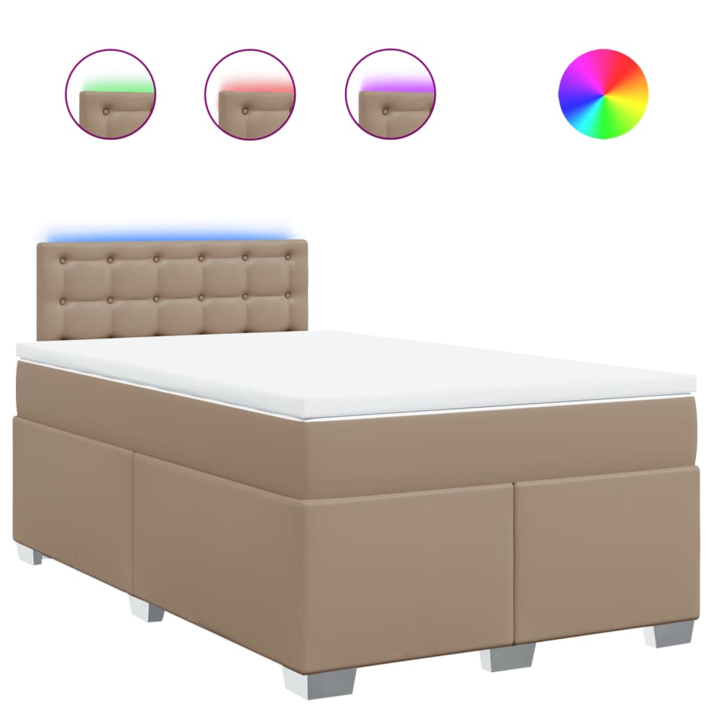 Κρεβάτι Boxspring με Στρώμα Καπουτσίνο 120x200εκ.από Συνθ.Δέρμα - Pakobazaar