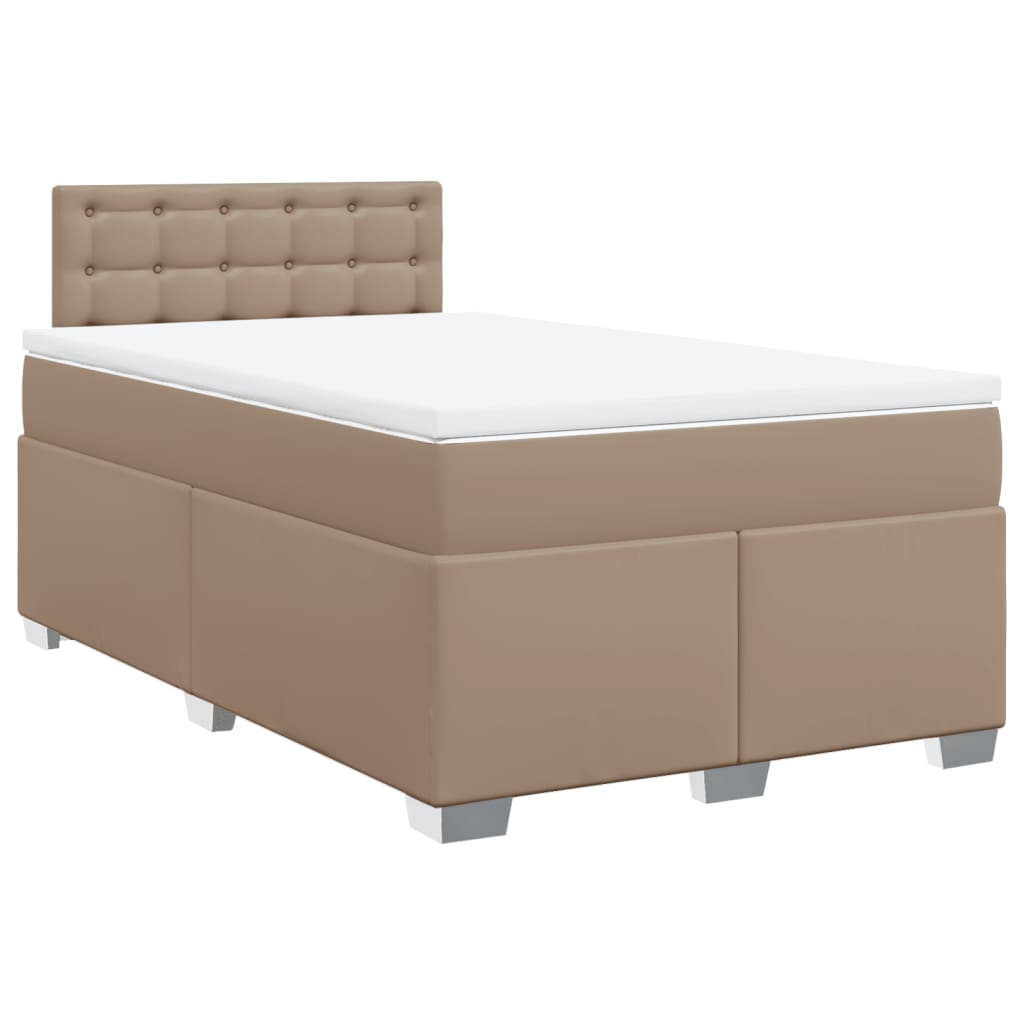 Κρεβάτι Boxspring με Στρώμα Καπουτσίνο 120x200εκ.από Συνθ.Δέρμα - Pakobazaar