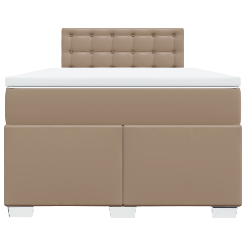 Κρεβάτι Boxspring με Στρώμα Καπουτσίνο 120x200εκ.από Συνθ.Δέρμα - Pakobazaar