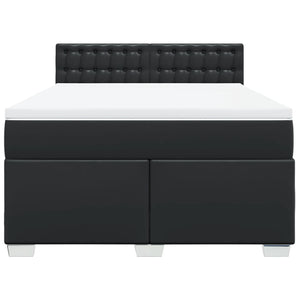 Κρεβάτι Boxspring με Στρώμα Μαύρο 140x190εκ.από Συνθετικό Δέρμα - Pakobazaar