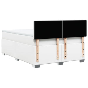 Κρεβάτι Boxspring με Στρώμα Λευκό 140x190εκ.από Συνθετικό Δέρμα - Pakobazaar