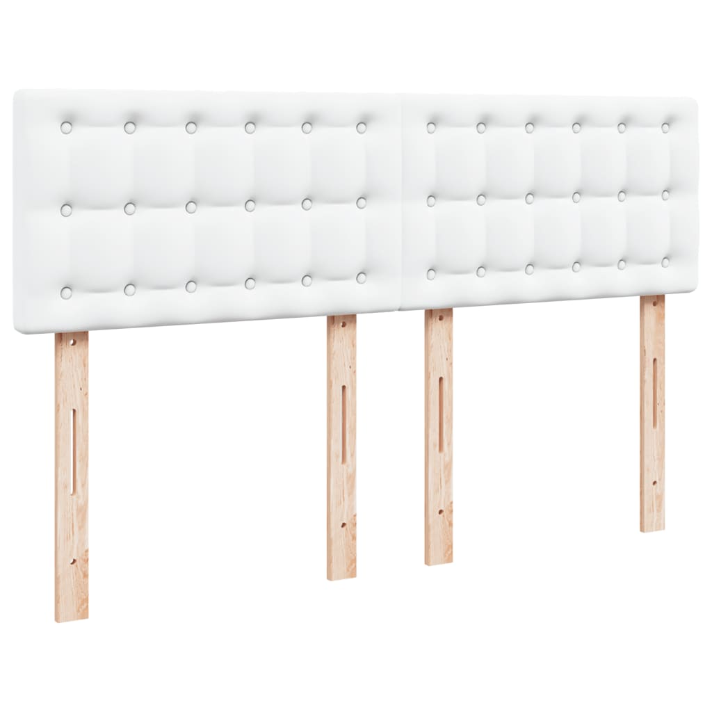 Κρεβάτι Boxspring με Στρώμα Λευκό 140x190εκ.από Συνθετικό Δέρμα - Pakobazaar