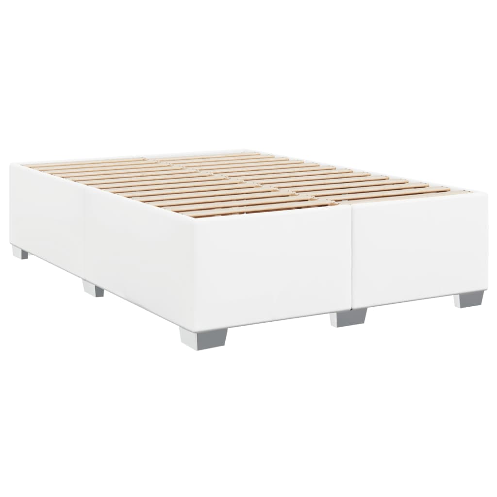 Κρεβάτι Boxspring με Στρώμα Λευκό 140x190εκ.από Συνθετικό Δέρμα - Pakobazaar