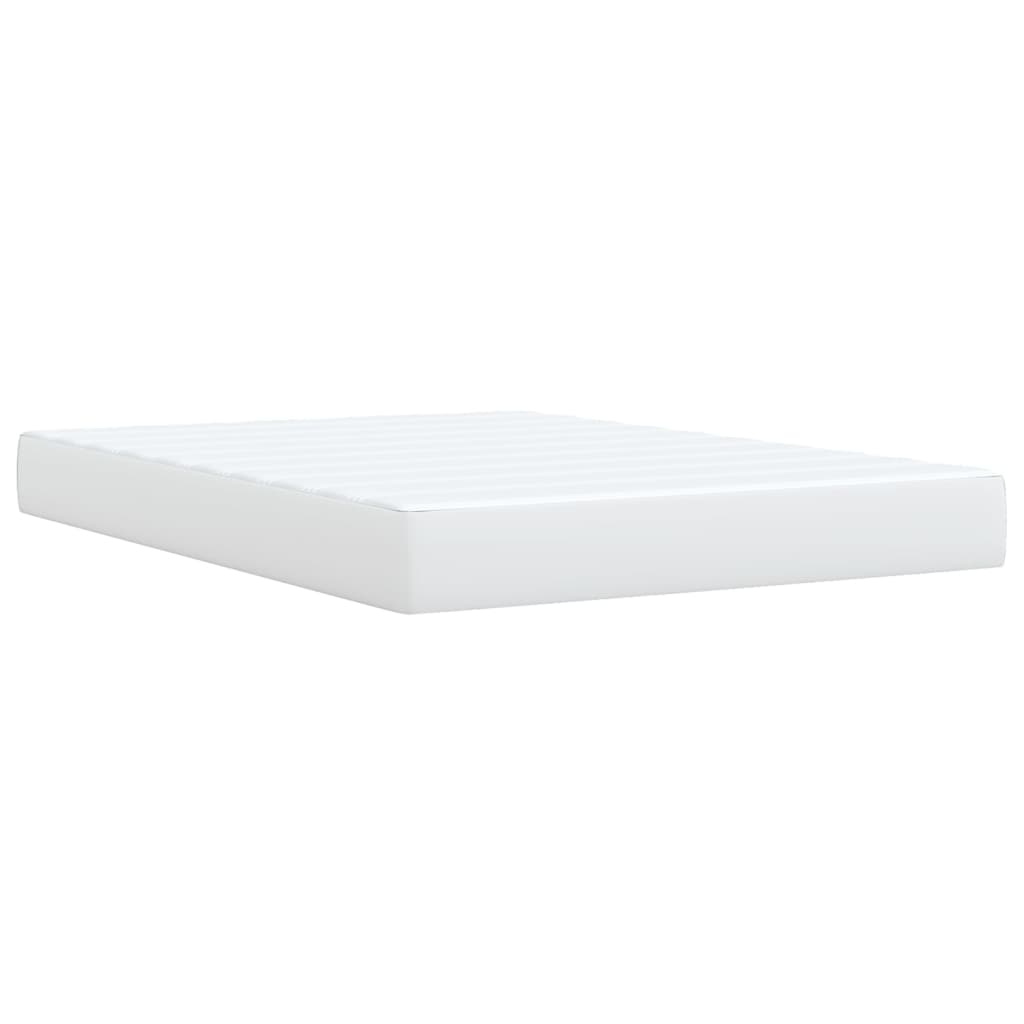 Κρεβάτι Boxspring με Στρώμα Λευκό 140x190εκ.από Συνθετικό Δέρμα - Pakobazaar