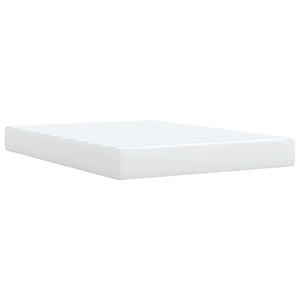 Κρεβάτι Boxspring με Στρώμα Λευκό 140x190εκ.από Συνθετικό Δέρμα - Pakobazaar