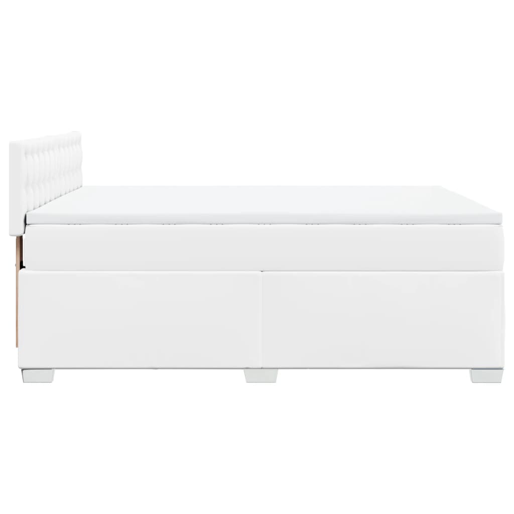 Κρεβάτι Boxspring με Στρώμα Λευκό 140x190εκ.από Συνθετικό Δέρμα - Pakobazaar