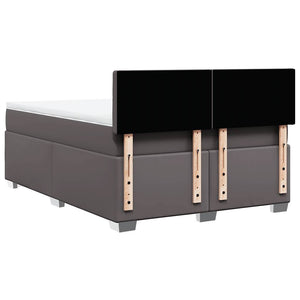 Κρεβάτι Boxspring με Στρώμα Γκρι 140x190εκ. από Συνθετικό Δέρμα - Pakobazaar