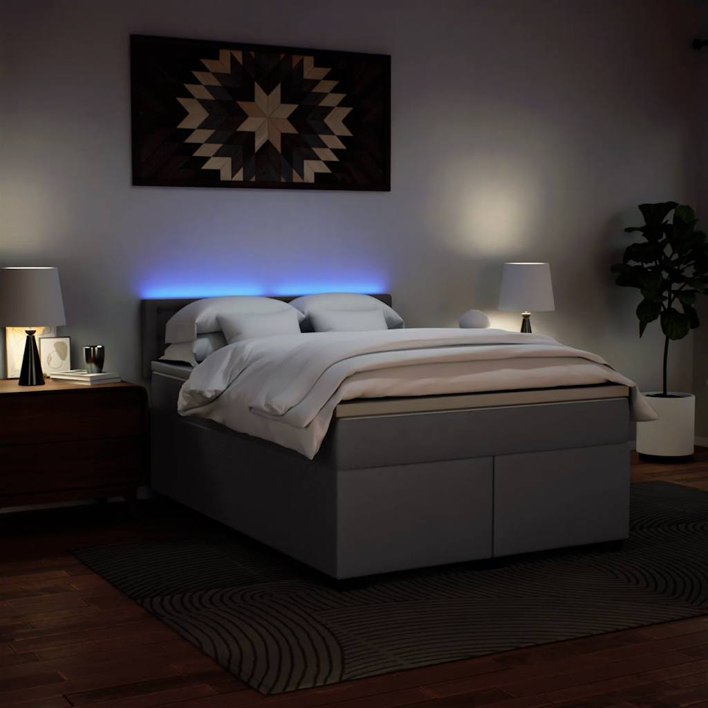 Κρεβάτι Boxspring με Στρώμα Γκρι 140x190εκ. από Συνθετικό Δέρμα - Pakobazaar