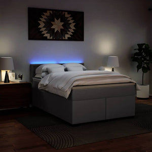 Κρεβάτι Boxspring με Στρώμα Γκρι 140x190εκ. από Συνθετικό Δέρμα - Pakobazaar