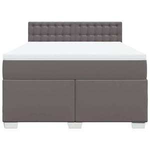 Κρεβάτι Boxspring με Στρώμα Γκρι 140x190εκ. από Συνθετικό Δέρμα - Pakobazaar