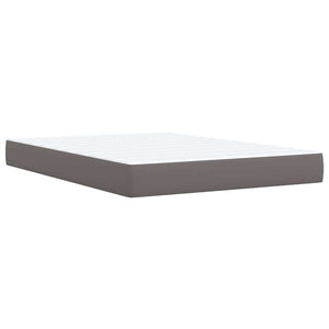 Κρεβάτι Boxspring με Στρώμα Γκρι 140x190εκ. από Συνθετικό Δέρμα - Pakobazaar