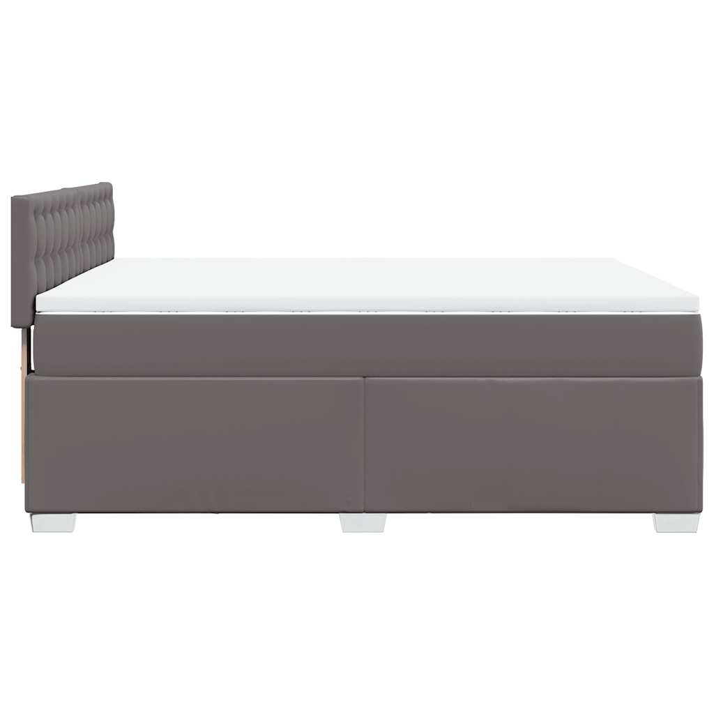 Κρεβάτι Boxspring με Στρώμα Γκρι 140x190εκ. από Συνθετικό Δέρμα - Pakobazaar