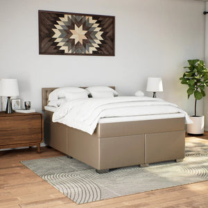 Κρεβάτι Boxspring με Στρώμα Καπουτσίνο 140x190εκ.από Συνθ.Δέρμα - Pakobazaar