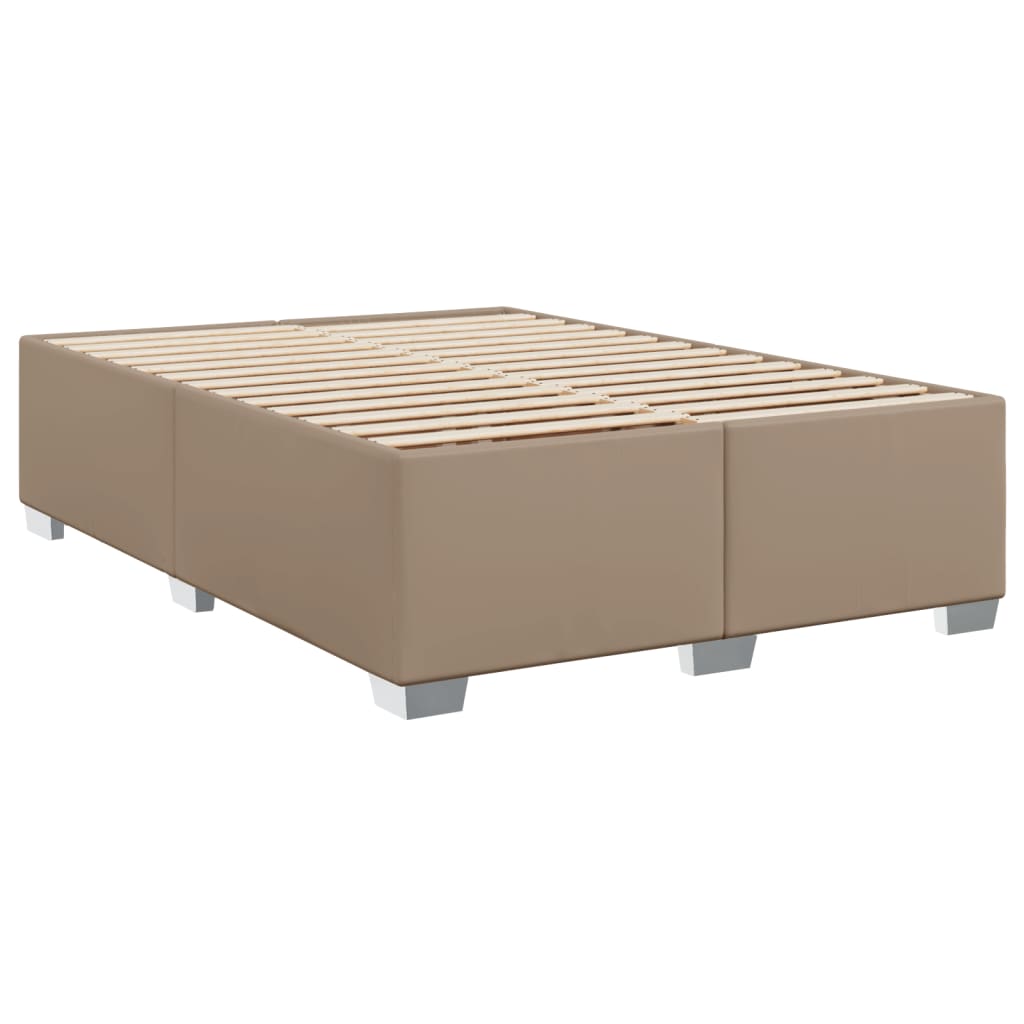 Κρεβάτι Boxspring με Στρώμα Καπουτσίνο 140x190εκ.από Συνθ.Δέρμα - Pakobazaar