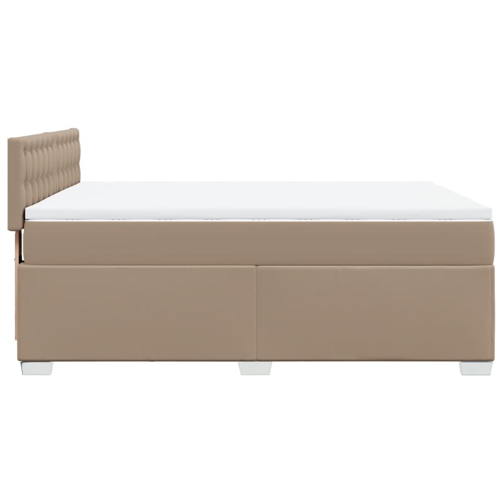 Κρεβάτι Boxspring με Στρώμα Καπουτσίνο 140x190εκ.από Συνθ.Δέρμα - Pakobazaar