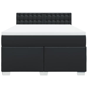 Κρεβάτι Boxspring με Στρώμα Μαύρο 140x200εκ.από Συνθετικό Δέρμα - Pakobazaar
