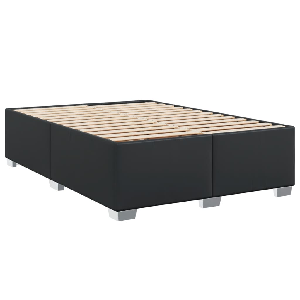 Κρεβάτι Boxspring με Στρώμα Μαύρο 140x200εκ.από Συνθετικό Δέρμα - Pakobazaar