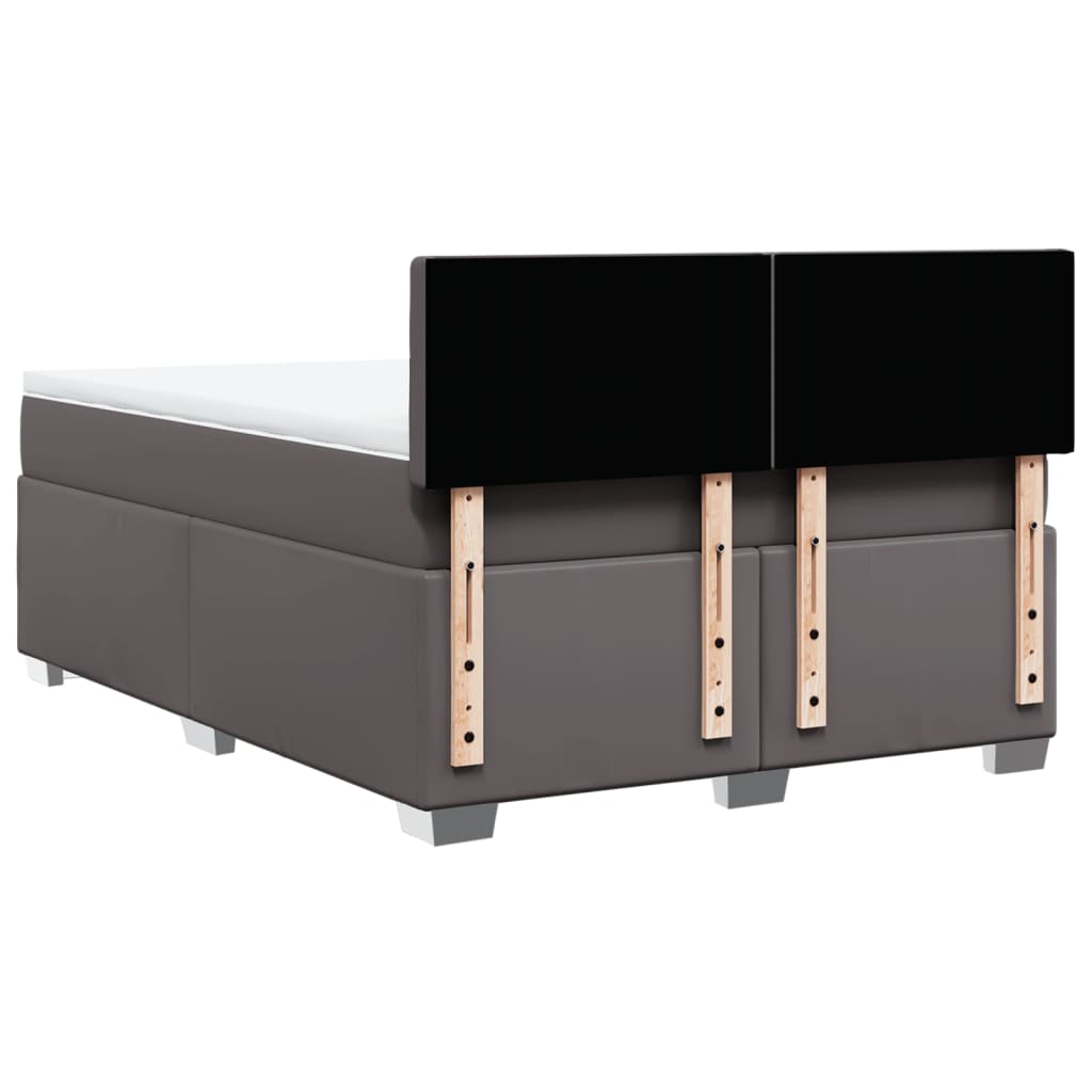 Κρεβάτι Boxspring με Στρώμα Γκρι 140x200εκ. από Συνθετικό Δέρμα - Pakobazaar
