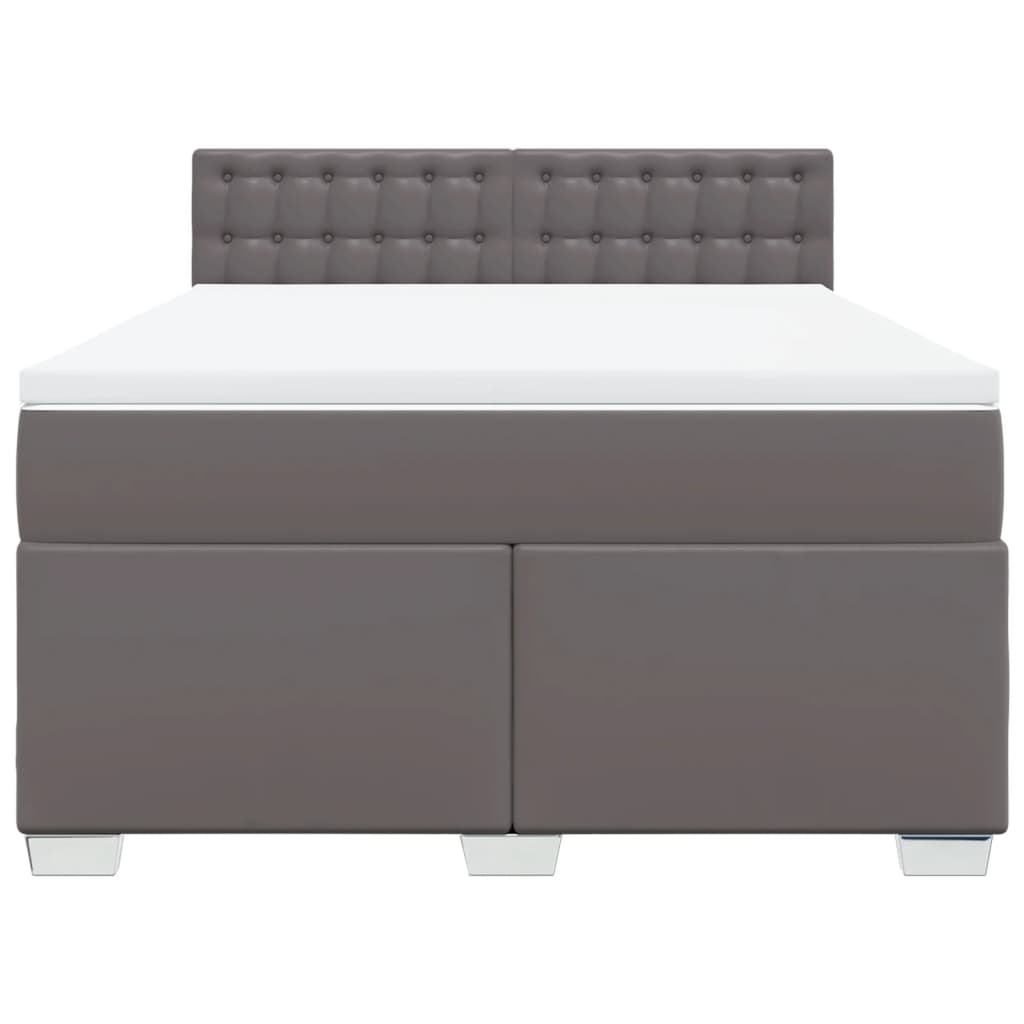 Κρεβάτι Boxspring με Στρώμα Γκρι 140x200εκ. από Συνθετικό Δέρμα - Pakobazaar
