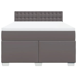 Κρεβάτι Boxspring με Στρώμα Γκρι 140x200εκ. από Συνθετικό Δέρμα - Pakobazaar