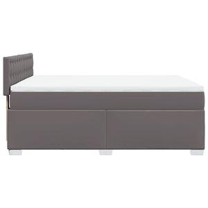 Κρεβάτι Boxspring με Στρώμα Γκρι 140x200εκ. από Συνθετικό Δέρμα - Pakobazaar