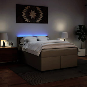 Κρεβάτι Boxspring με Στρώμα Καπουτσίνο 140x200εκ.από Συνθ.Δέρμα - Pakobazaar