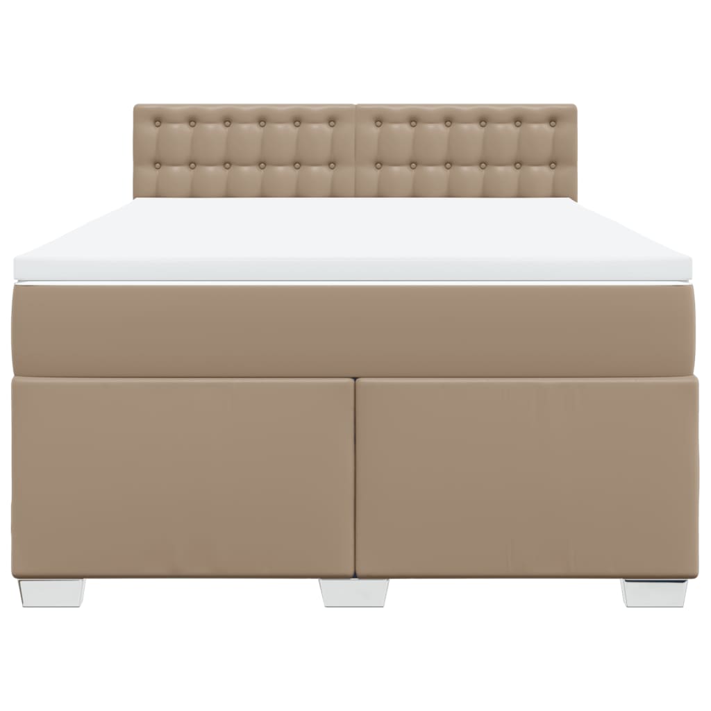 Κρεβάτι Boxspring με Στρώμα Καπουτσίνο 140x200εκ.από Συνθ.Δέρμα - Pakobazaar
