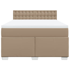 Κρεβάτι Boxspring με Στρώμα Καπουτσίνο 140x200εκ.από Συνθ.Δέρμα - Pakobazaar