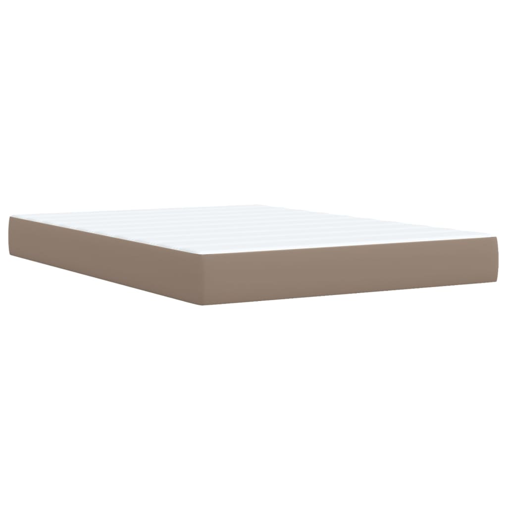Κρεβάτι Boxspring με Στρώμα Καπουτσίνο 140x200εκ.από Συνθ.Δέρμα - Pakobazaar