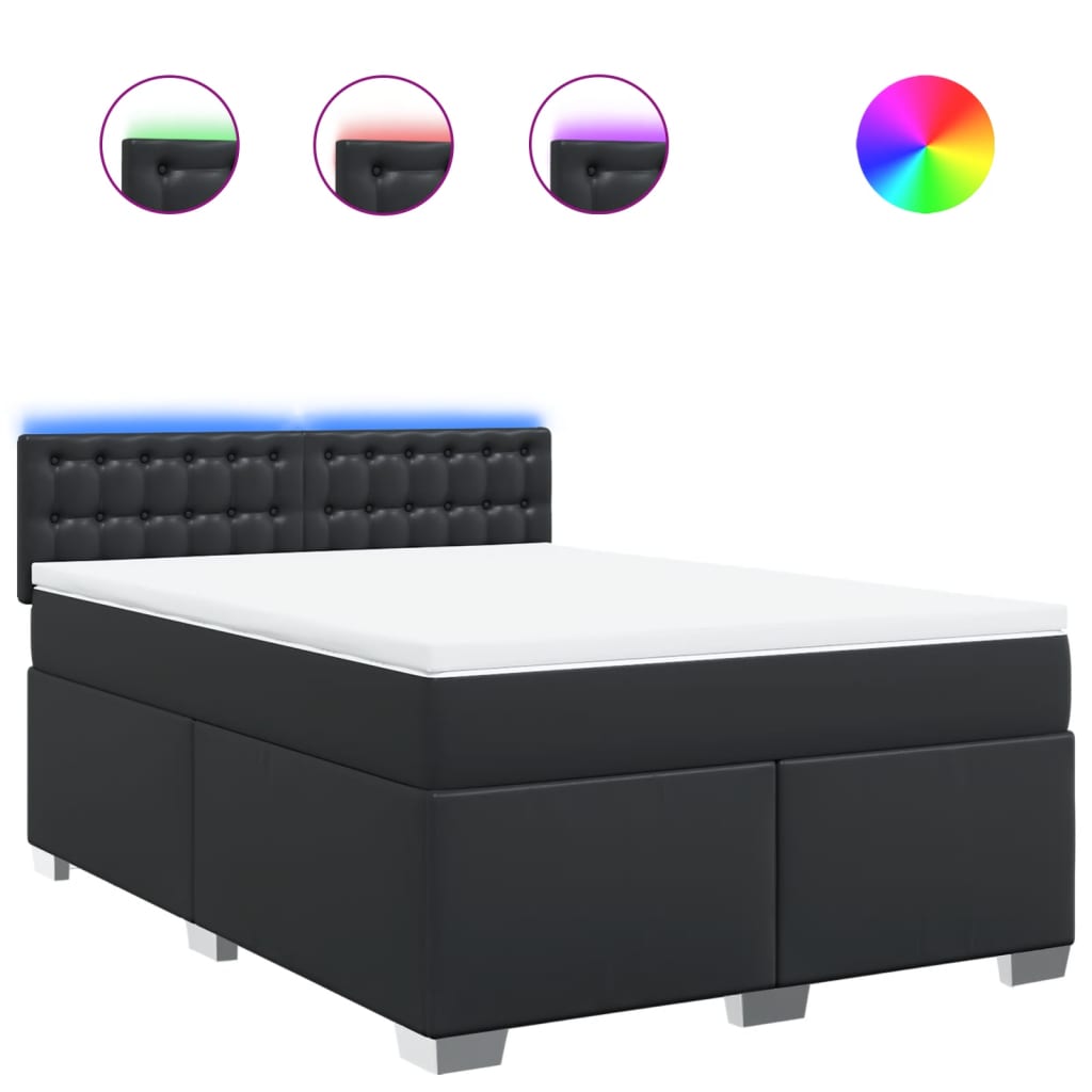 Κρεβάτι Boxspring με Στρώμα Μαύρο 160x200εκ.από Συνθετικό Δέρμα - Pakobazaar