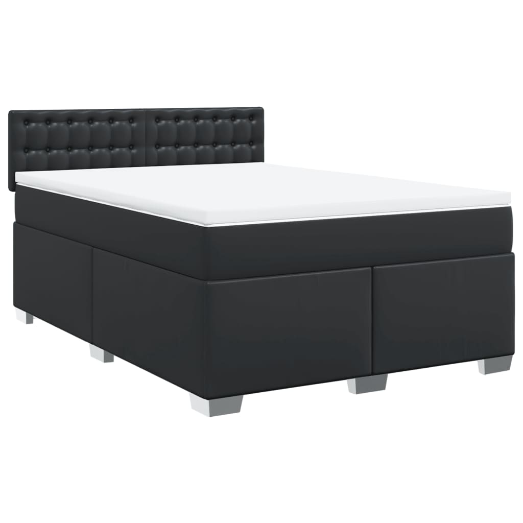 Κρεβάτι Boxspring με Στρώμα Μαύρο 160x200εκ.από Συνθετικό Δέρμα - Pakobazaar