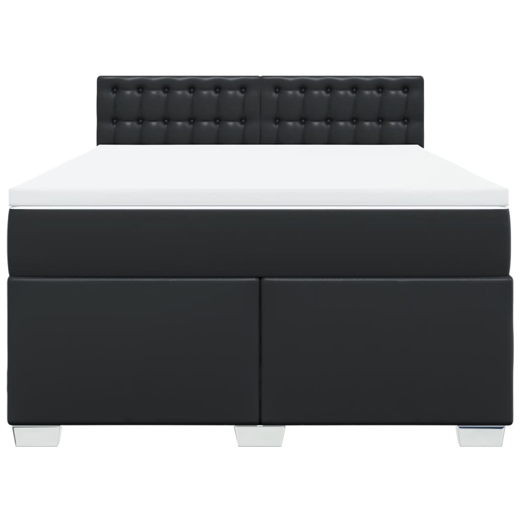 Κρεβάτι Boxspring με Στρώμα Μαύρο 160x200εκ.από Συνθετικό Δέρμα - Pakobazaar