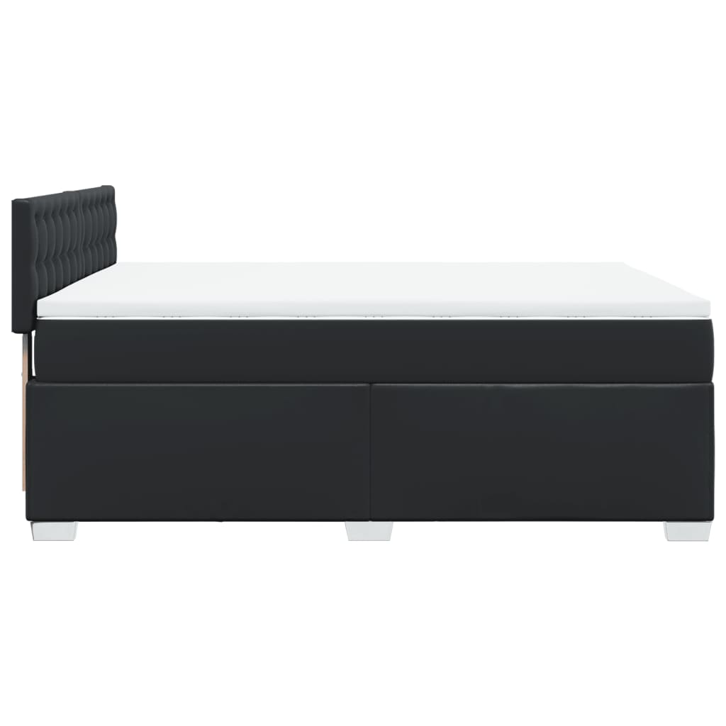 Κρεβάτι Boxspring με Στρώμα Μαύρο 160x200εκ.από Συνθετικό Δέρμα - Pakobazaar