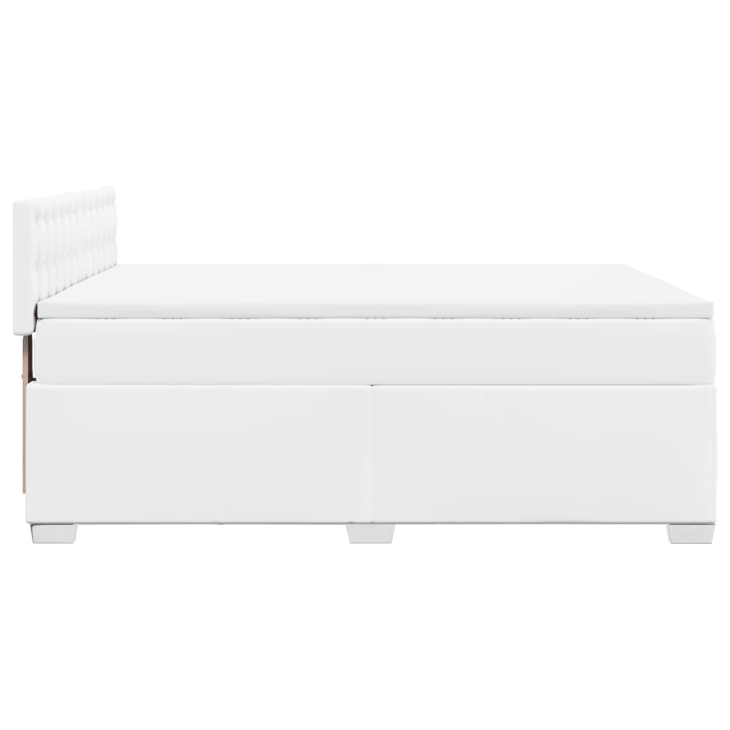 Κρεβάτι Boxspring με Στρώμα Λευκό 160x200εκ.από Συνθετικό Δέρμα - Pakobazaar