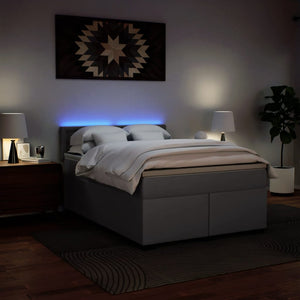 Κρεβάτι Boxspring με Στρώμα Γκρι 160x200εκ. από Συνθετικό Δέρμα - Pakobazaar