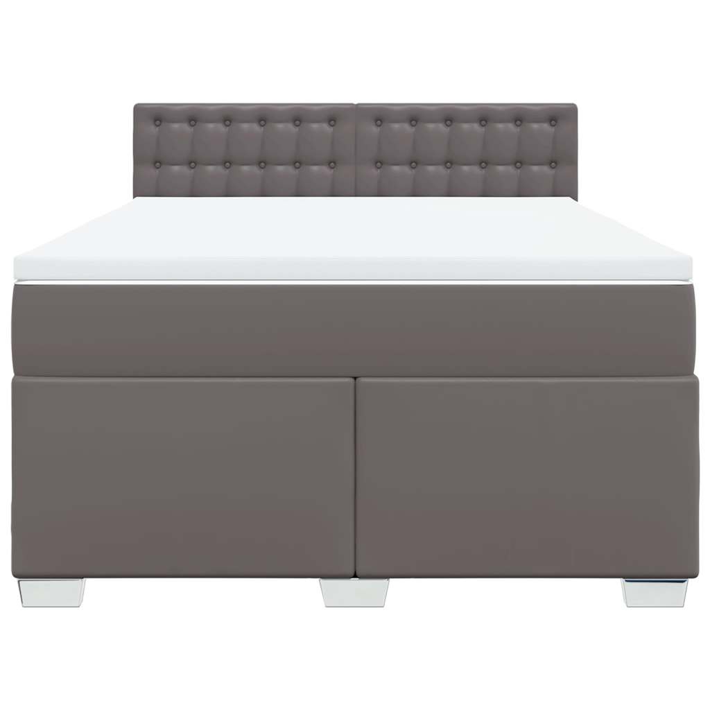 Κρεβάτι Boxspring με Στρώμα Γκρι 160x200εκ. από Συνθετικό Δέρμα - Pakobazaar