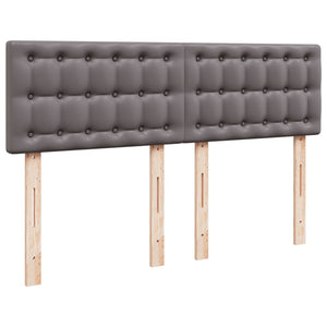 Κρεβάτι Boxspring με Στρώμα Γκρι 160x200εκ. από Συνθετικό Δέρμα - Pakobazaar