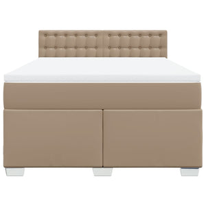 Κρεβάτι Boxspring με Στρώμα Καπουτσίνο 160x200εκ.από Συνθ.Δέρμα - Pakobazaar