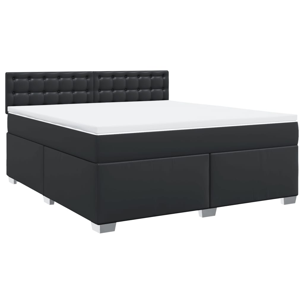 Κρεβάτι Boxspring με Στρώμα Μαύρο 180x200εκ.από Συνθετικό Δέρμα - Pakobazaar