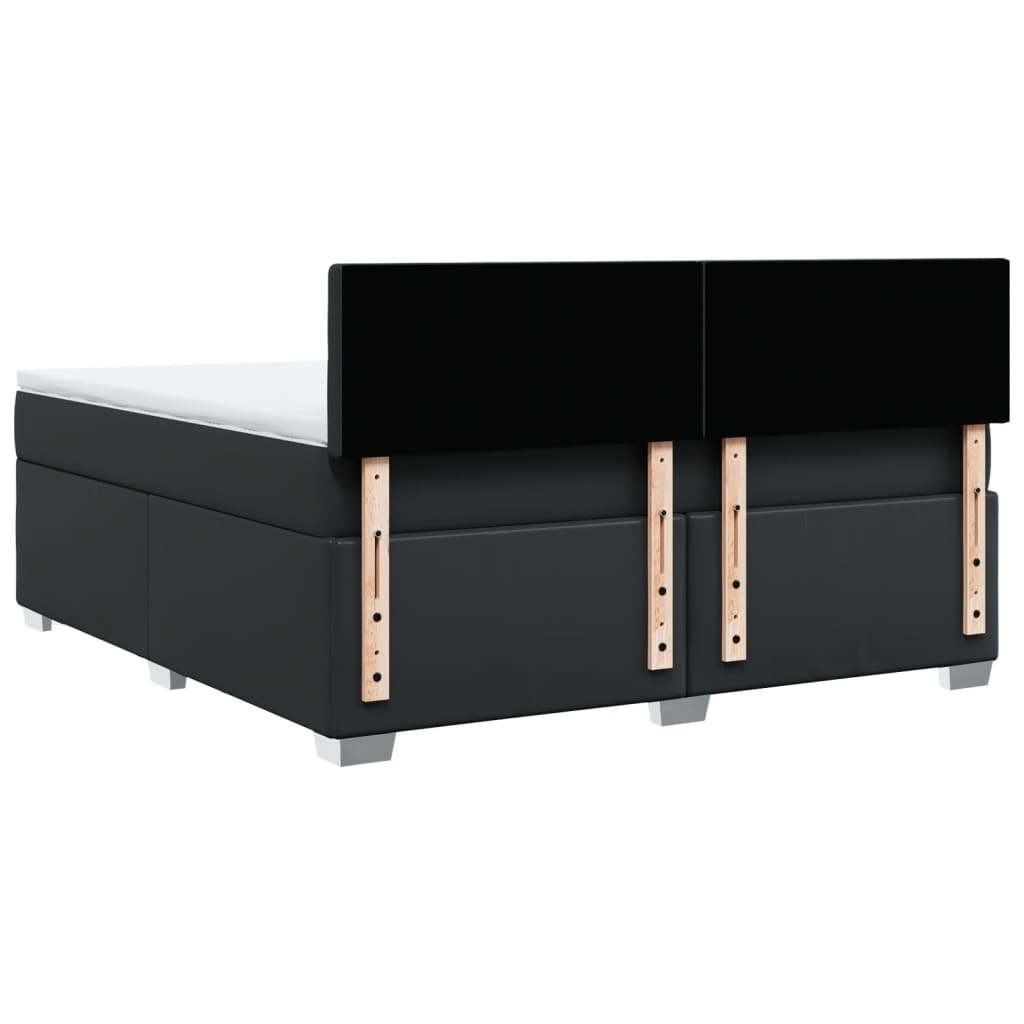 Κρεβάτι Boxspring με Στρώμα Μαύρο 180x200εκ.από Συνθετικό Δέρμα - Pakobazaar