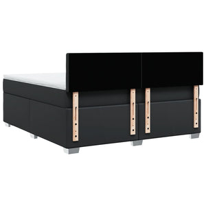 Κρεβάτι Boxspring με Στρώμα Μαύρο 180x200εκ.από Συνθετικό Δέρμα - Pakobazaar
