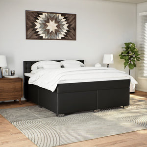 Κρεβάτι Boxspring με Στρώμα Μαύρο 180x200εκ.από Συνθετικό Δέρμα - Pakobazaar