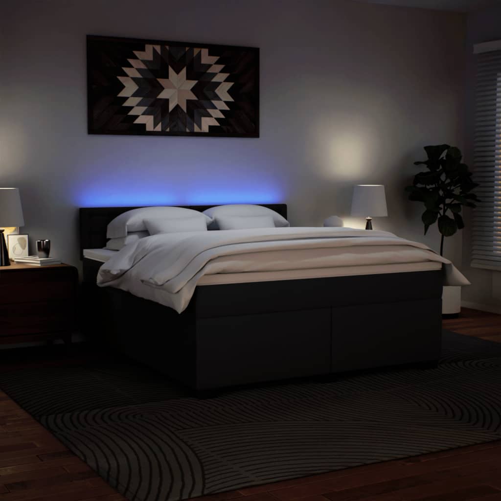 Κρεβάτι Boxspring με Στρώμα Μαύρο 180x200εκ.από Συνθετικό Δέρμα - Pakobazaar