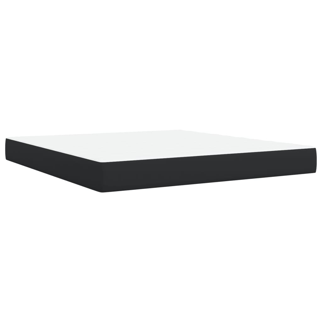Κρεβάτι Boxspring με Στρώμα Μαύρο 180x200εκ.από Συνθετικό Δέρμα - Pakobazaar