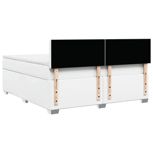 Κρεβάτι Boxspring με Στρώμα Λευκό 180x200 εκ. Συνθετικό Δέρμα - Pakobazaar