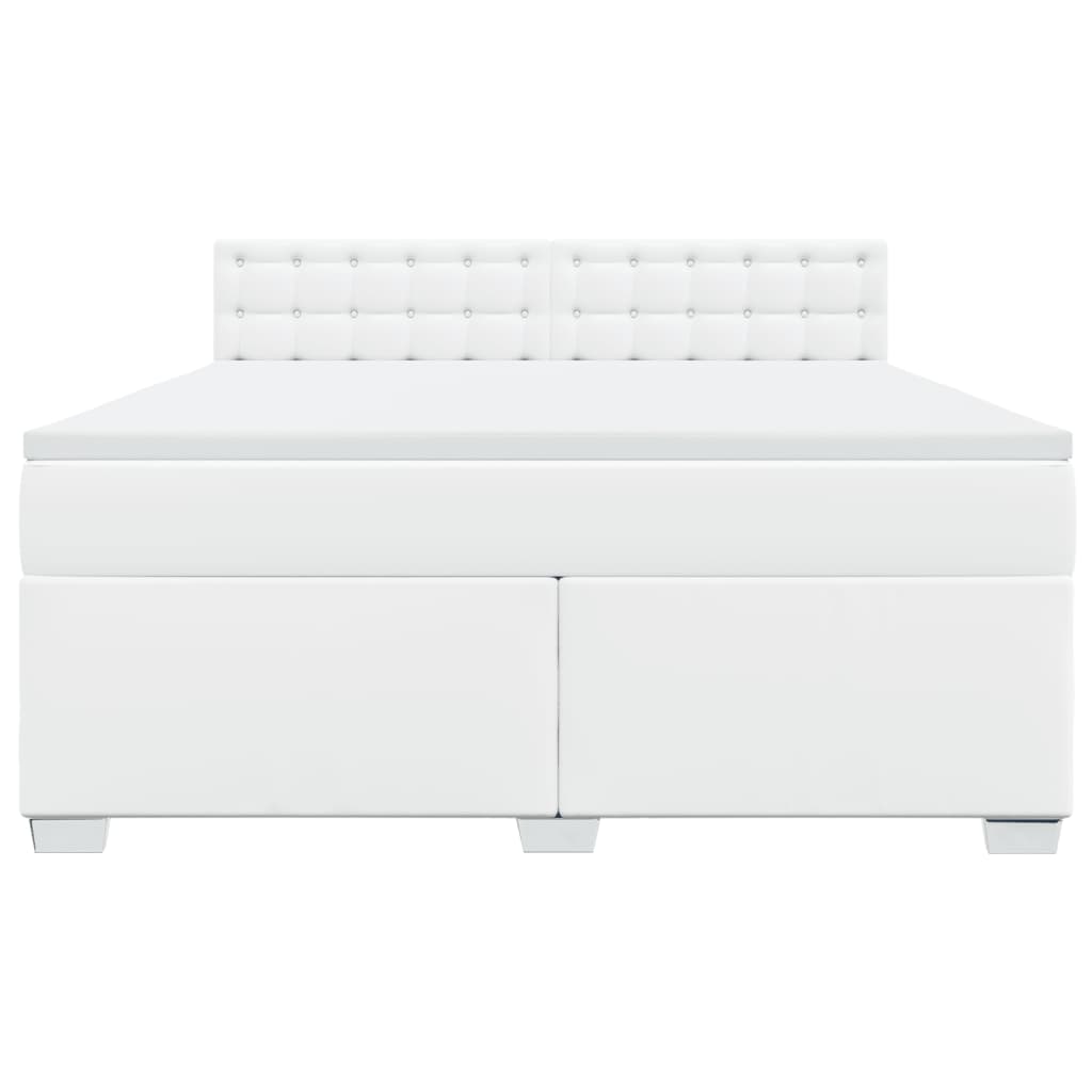 Κρεβάτι Boxspring με Στρώμα Λευκό 180x200 εκ. Συνθετικό Δέρμα - Pakobazaar