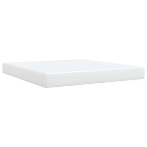 Κρεβάτι Boxspring με Στρώμα Λευκό 180x200 εκ. Συνθετικό Δέρμα - Pakobazaar